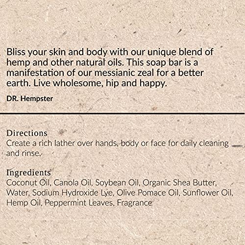 Dr. Hempster Hemp And Mint Soap Bar - 5 Oz Bar Soap - Skin Cleansing Hemp Soap - Moisturizing, Soothing, Antioxidant Formula With Natural And Organic Ingredients - Made In The Usa #TOP6