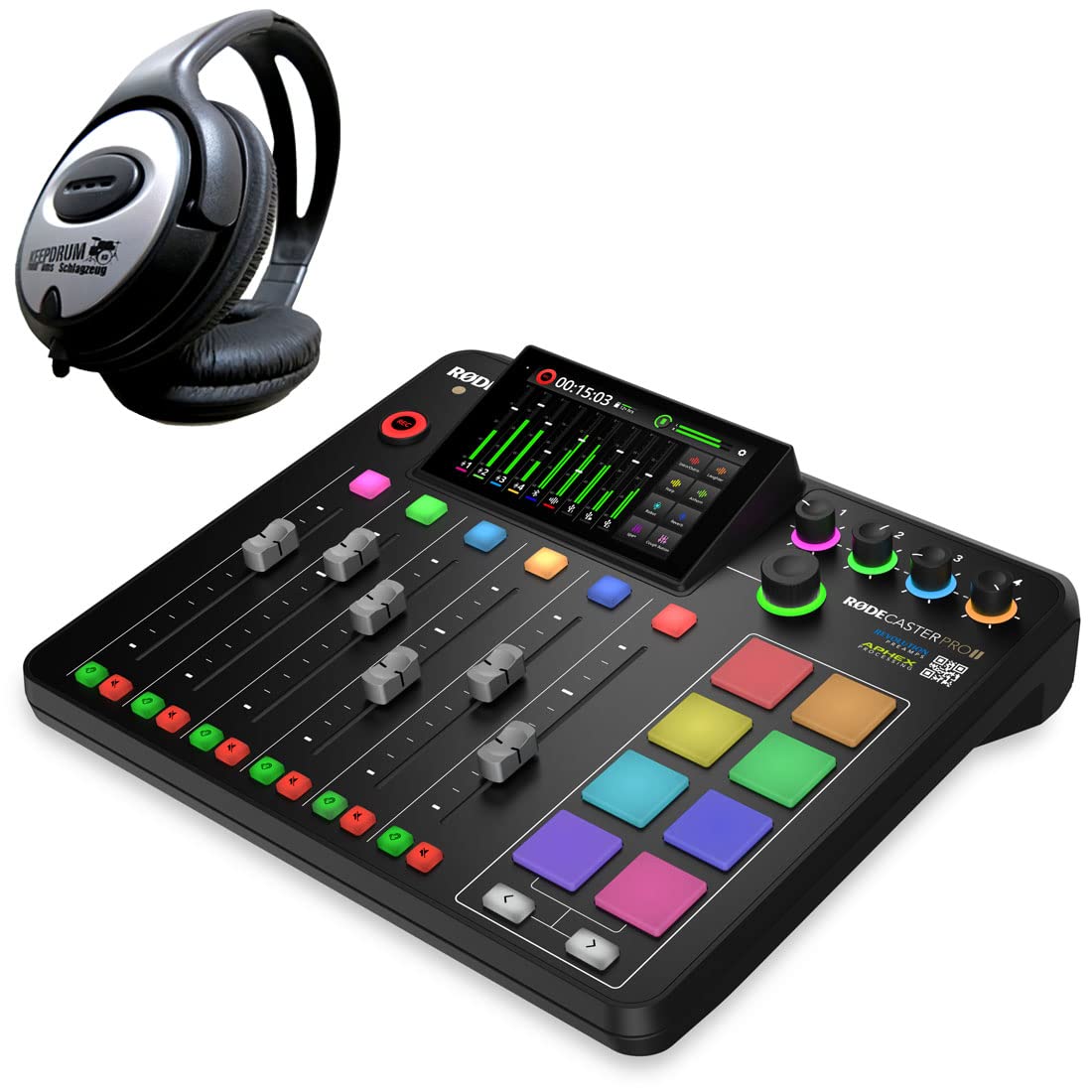 Rode Rodecaster Pro II Podcast Station Mischpult + keepdrum Kopfhörer