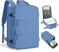 Vista 42 de Mochila de viaje grande, bolsa de mano, aprobada para aviones, para artículos personales, para hombre o mujer, color beige con marrón