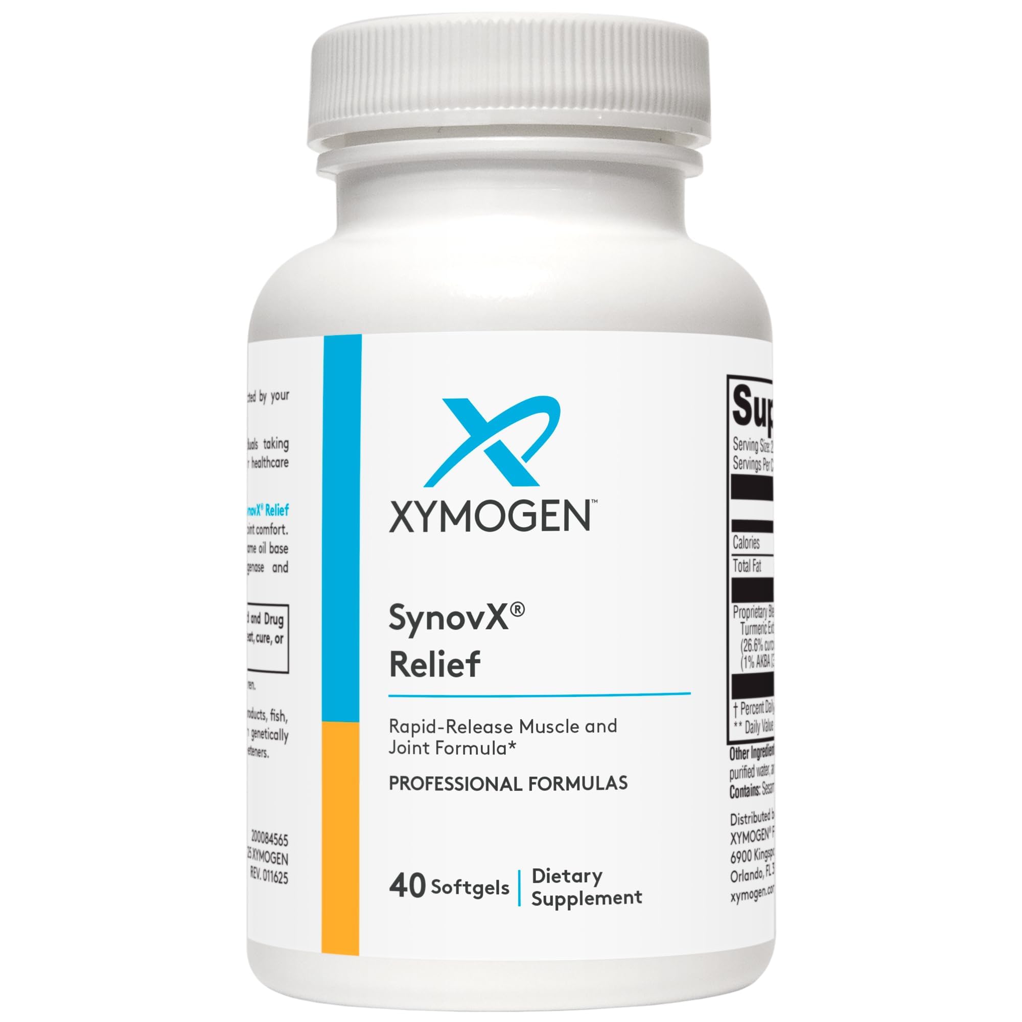 XYMOGEN SynovX Relief - Joint Support Supplement with Boswellia Serrata Extract + Turmeric - Muscle and Joint Relief Supplements - Vegan, Gluten Free and Non GMO (40 Softgels) 40 Count (Pack of 1)