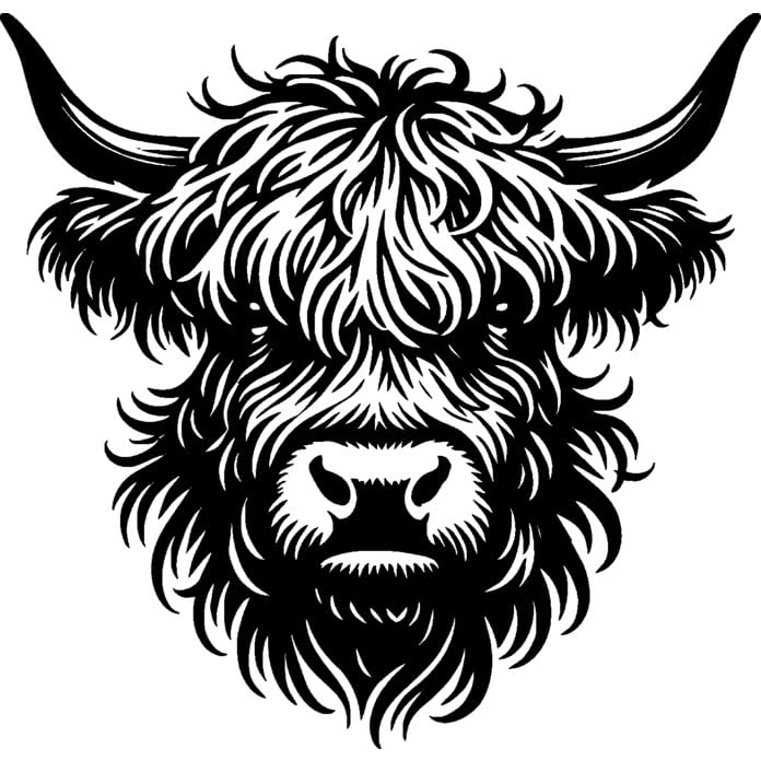'Highland Cow' Rubber Stamp - Unmounted Design for Crafting & Scrapbooking, A7 (RS00060491)