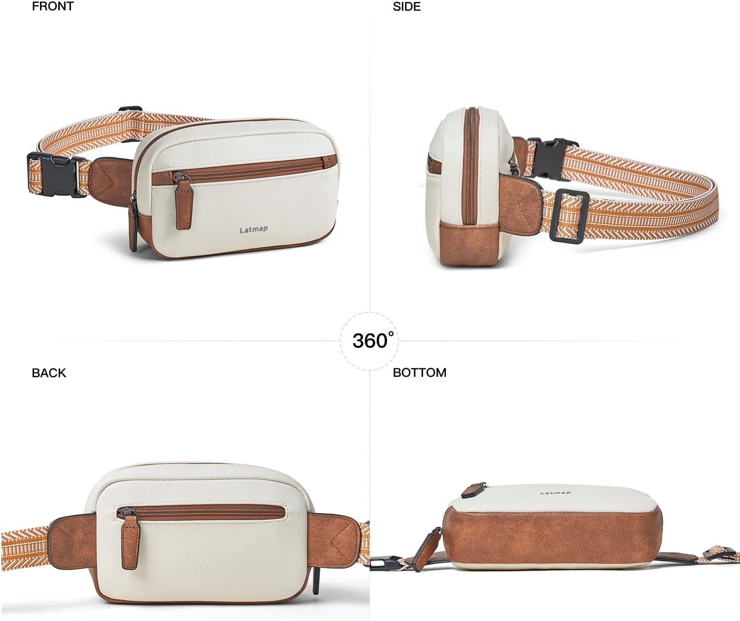 2L Fanny Packs Everywhere Belt Bag Small Fashion Crossbody Waist Pack Faux Leather Waterproof Sling Chest Bag For Women Beige - Image 6