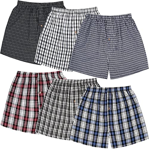 JupiterSecret Men's Woven Boxers Underwear Pack Cotton Boxer Shorts Assorted Colors