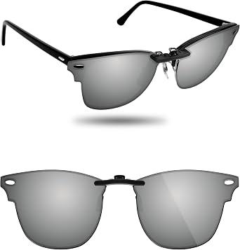 Fiskr Polarized Clip-On Sunglasses for Ray-Ban Clubmaster RB3016 Size 51-21 - UV Protection - Universal Fit for Men & Women