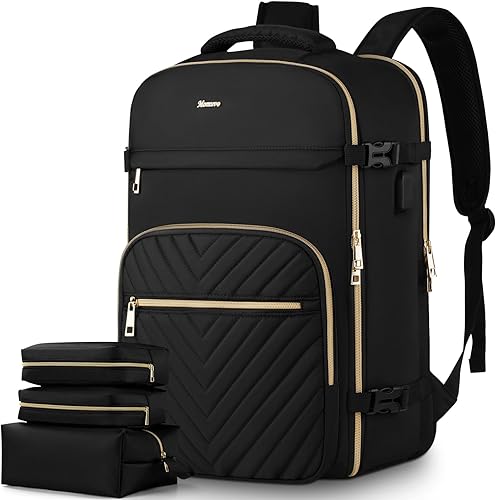 MOMUVO Mochila de viaje para mujer, mochila de mano aprobada por vuelo, mochila grande antirrobo para laptop de 17 pulgadas, resistente al agua, con