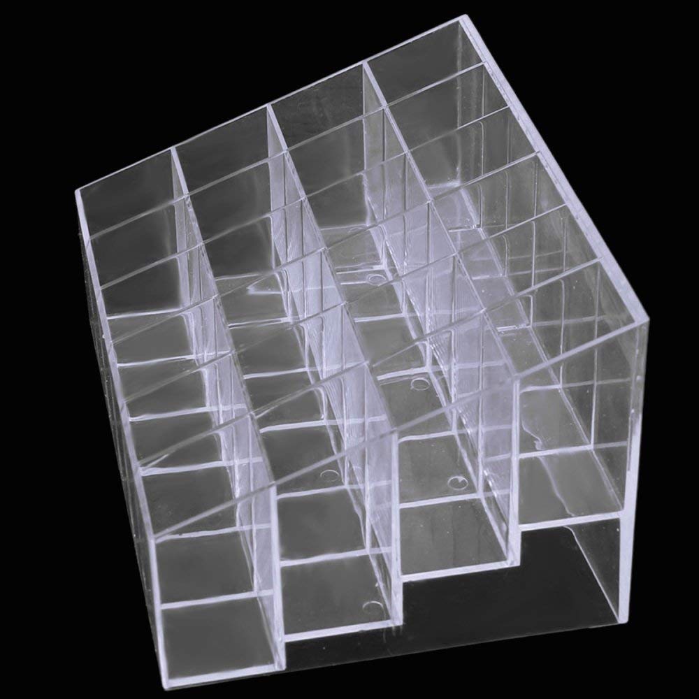 RutviRoshan Transparent Acrylic 24 Lipstick Display Stand Case Casket Makeup Holder Cosmetic Storage Box 2
