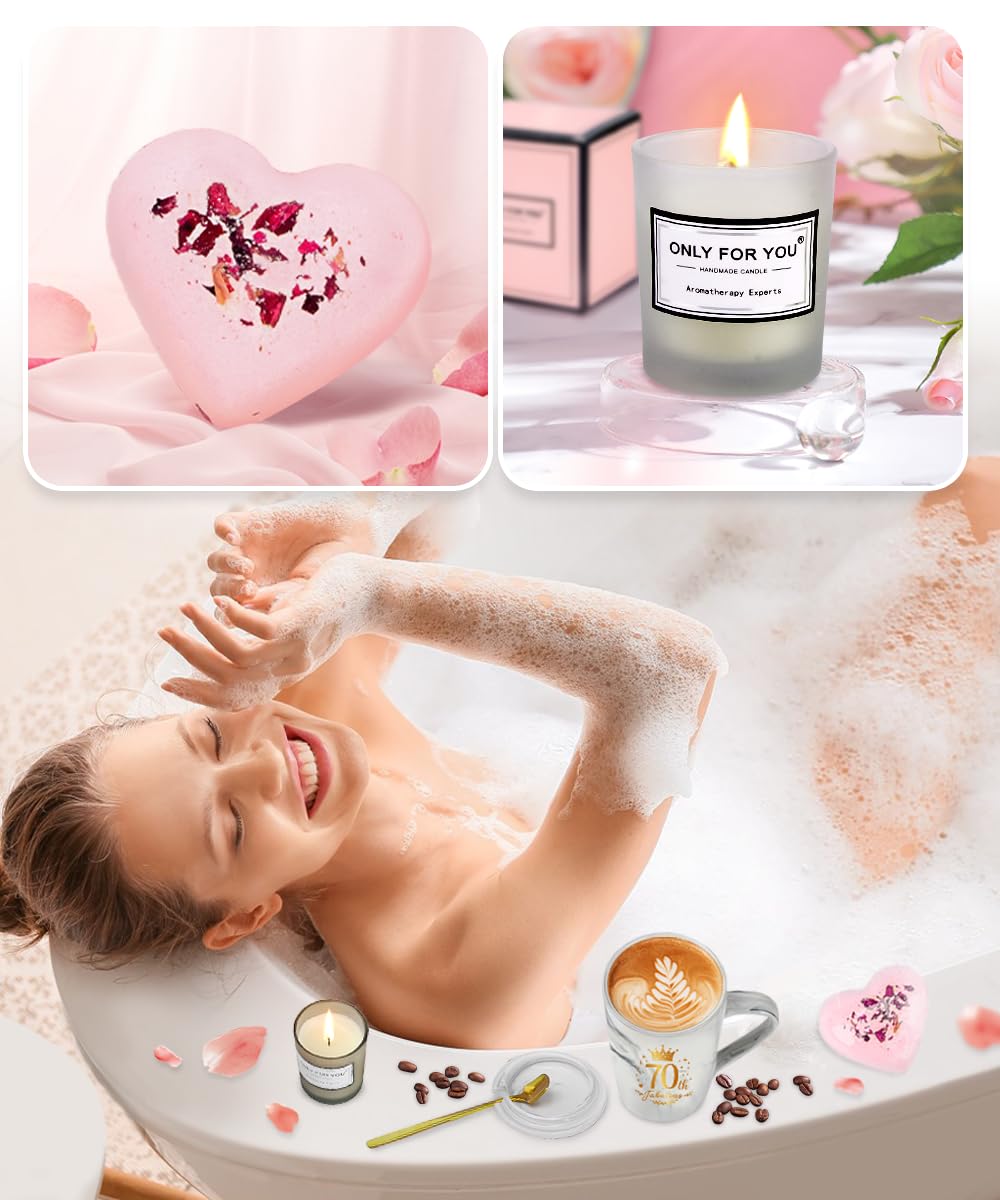 Set Regalo Donna 70 Anni, Idee Regalo Compleanno per Donna, Tazzine da Caffè Set, Regalos Mamma Compleanno, Regali 70 Anni per Moglie, Mamma, Amica, Nonna