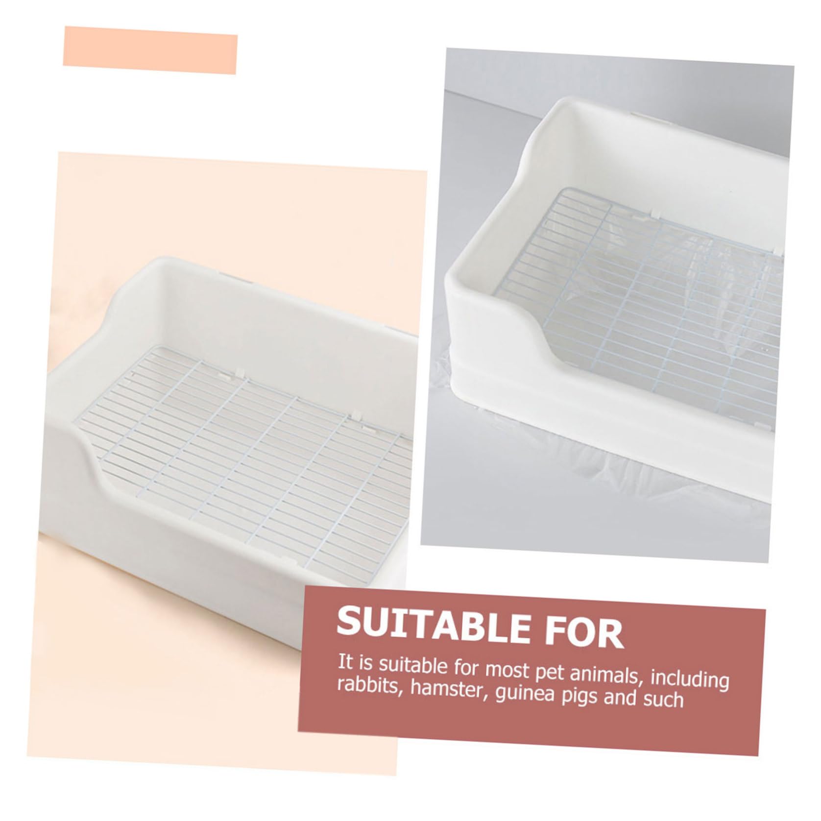 Abaodam Lettiera per Coniglio in Plastica Bianca, Facile da Pulire Rete a Maglia Adatta, Design Separato in Due Parti per Animali Domestici in Gabbia