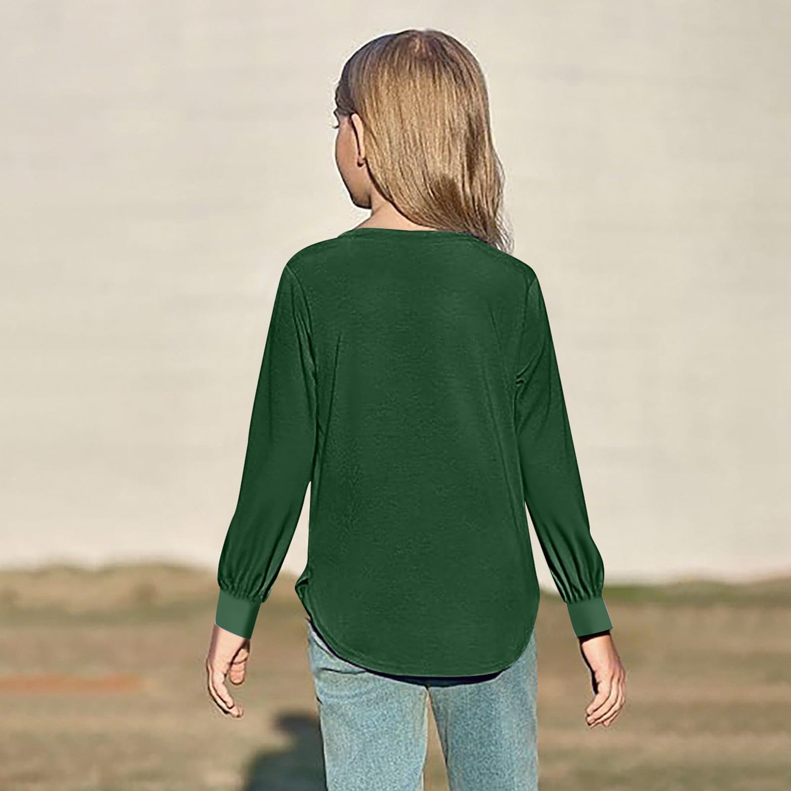Generisch Camiseta de manga larga de seda de leche para niñas, transpirable, suave, versátil, monocolor, corte estrecho, para bebés y niños pequeños