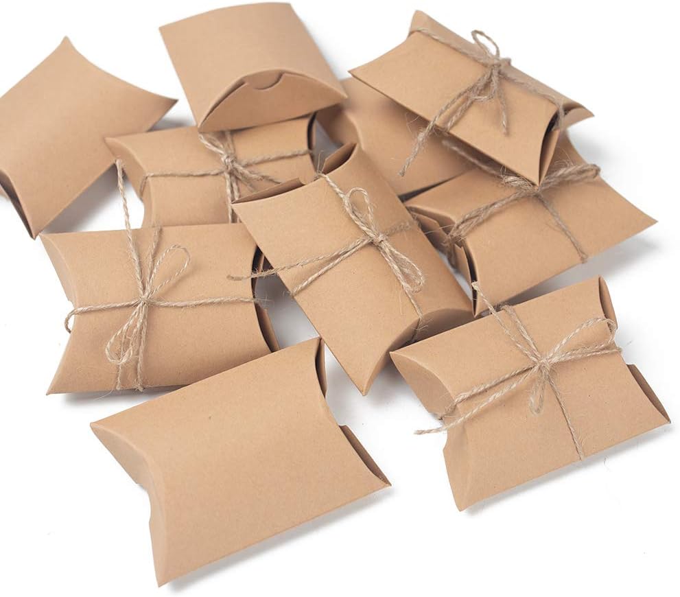 Bеѕt Dеаl Chеар 🛒 Shindel Kraft Box, 50 PCS Pillow Candy Boxes Gift Box, 3.5x2.6x1