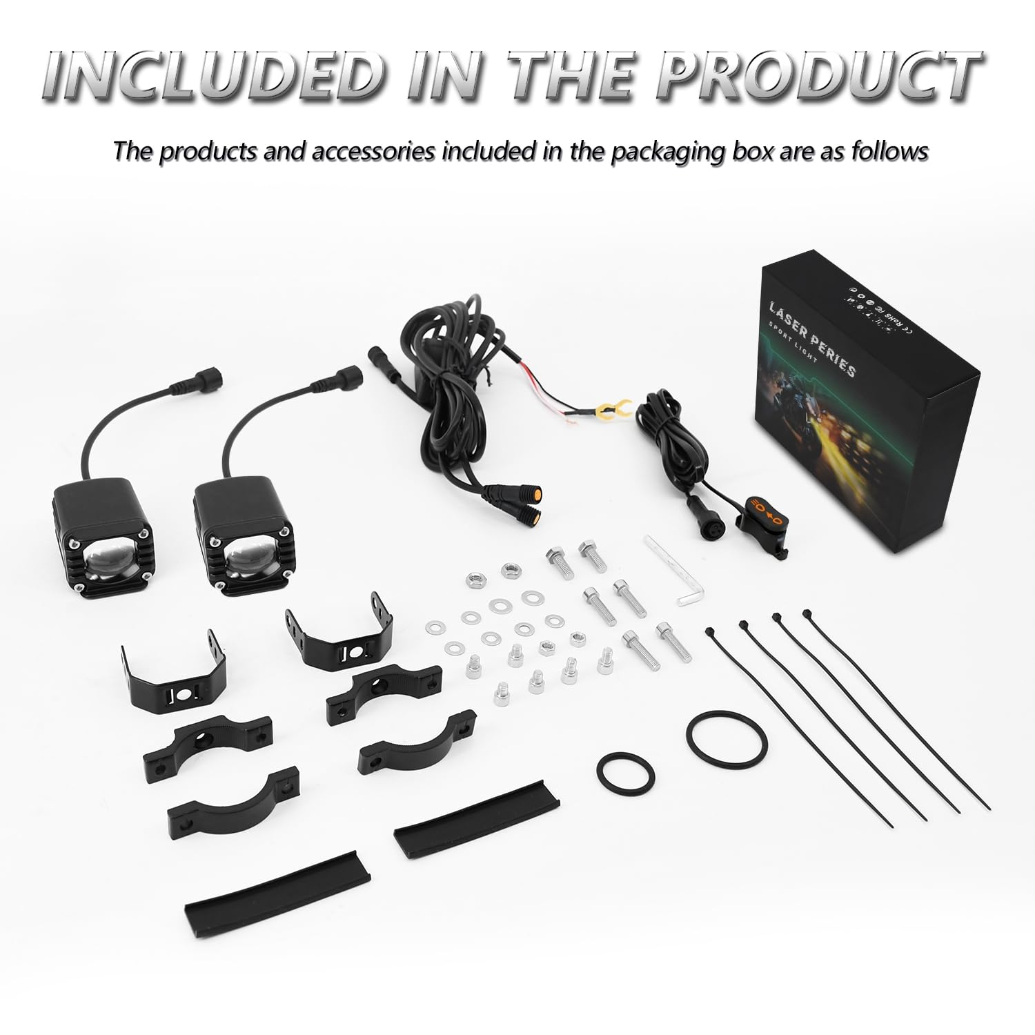 Motorrad 80W Zusatzscheinwerfer Frontscheinwerfer,verstellbare Nebelscheinwerfer, IP68 wasserdicht, Offroad-Fahrlichter für Nachtfahrten, Weiß Fern- & Abblendlicht, kompatibel mit ATV & UTV