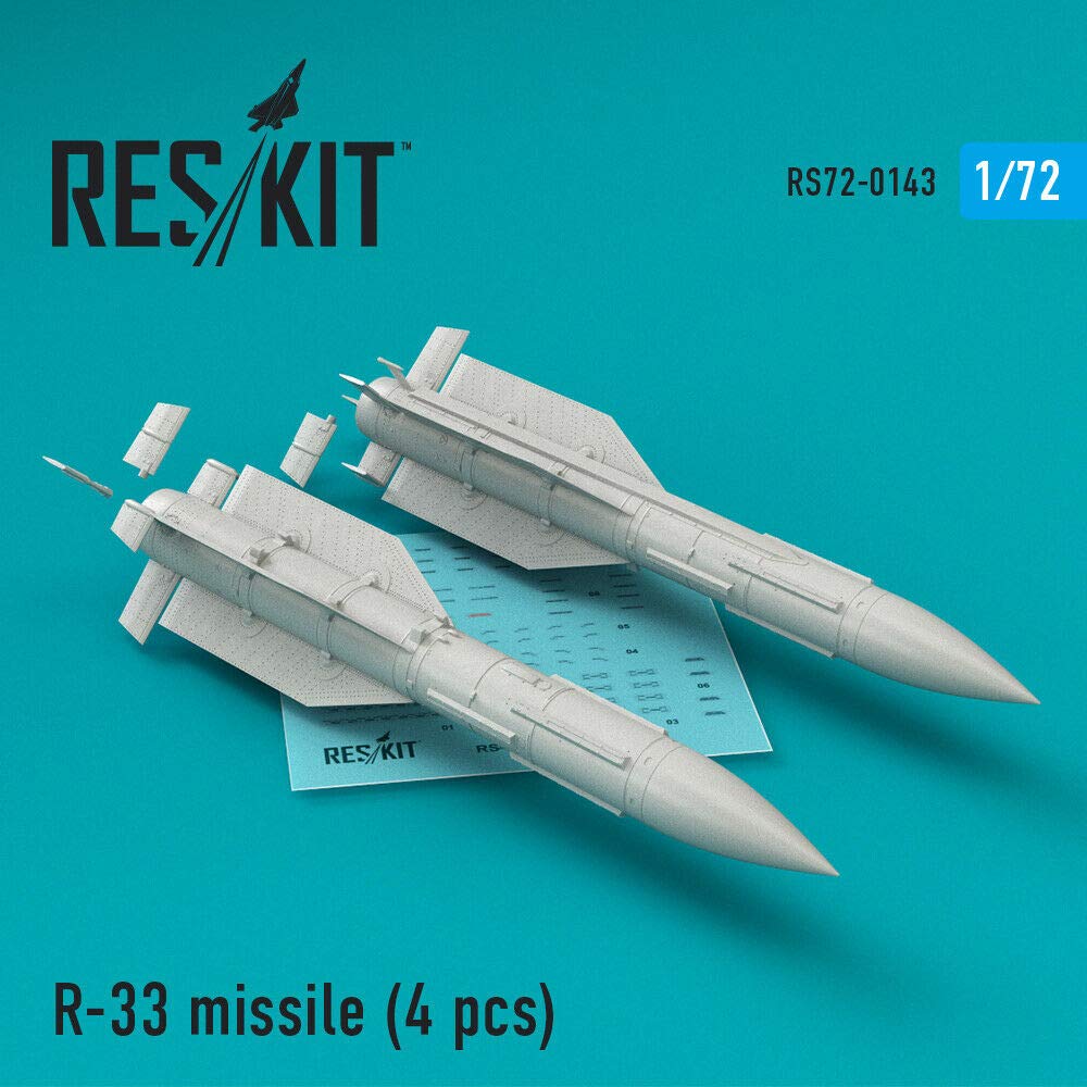 ReskitRS72-0143 - 1/72 R-33 Missile (4 pcs) (MiG-31) Scale Resin Detail kit