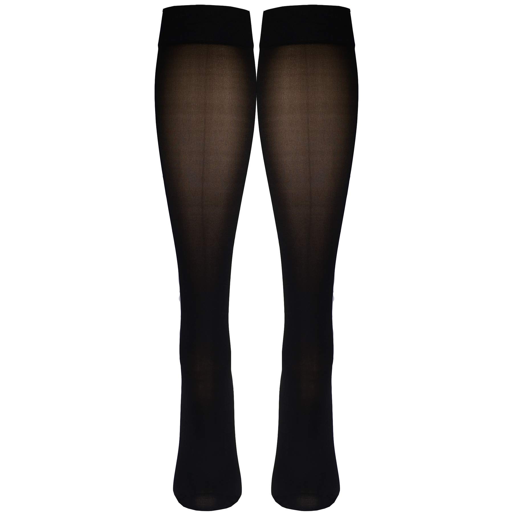 NuVein Sheer Compression Stockings, 30-40 mmHg Support, Knee Length, Closed Toe, 20 Denier, Black, X-Large