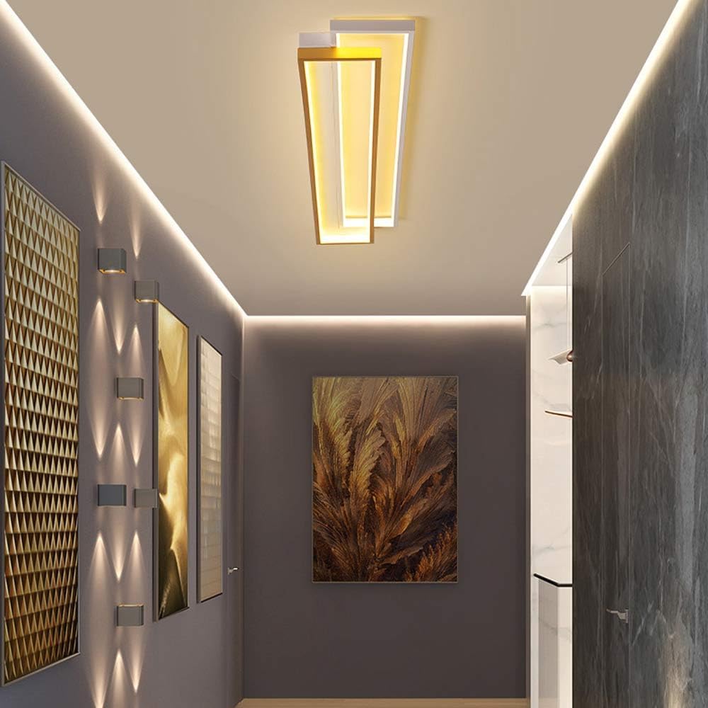 Rectangle LED Linear Ceiling lamp Black Modern LED Ceiling Light Fixture 15.8Inch Long 3-Color Variable Light for Hallway, Kitchen, Bedroom, Dining Room