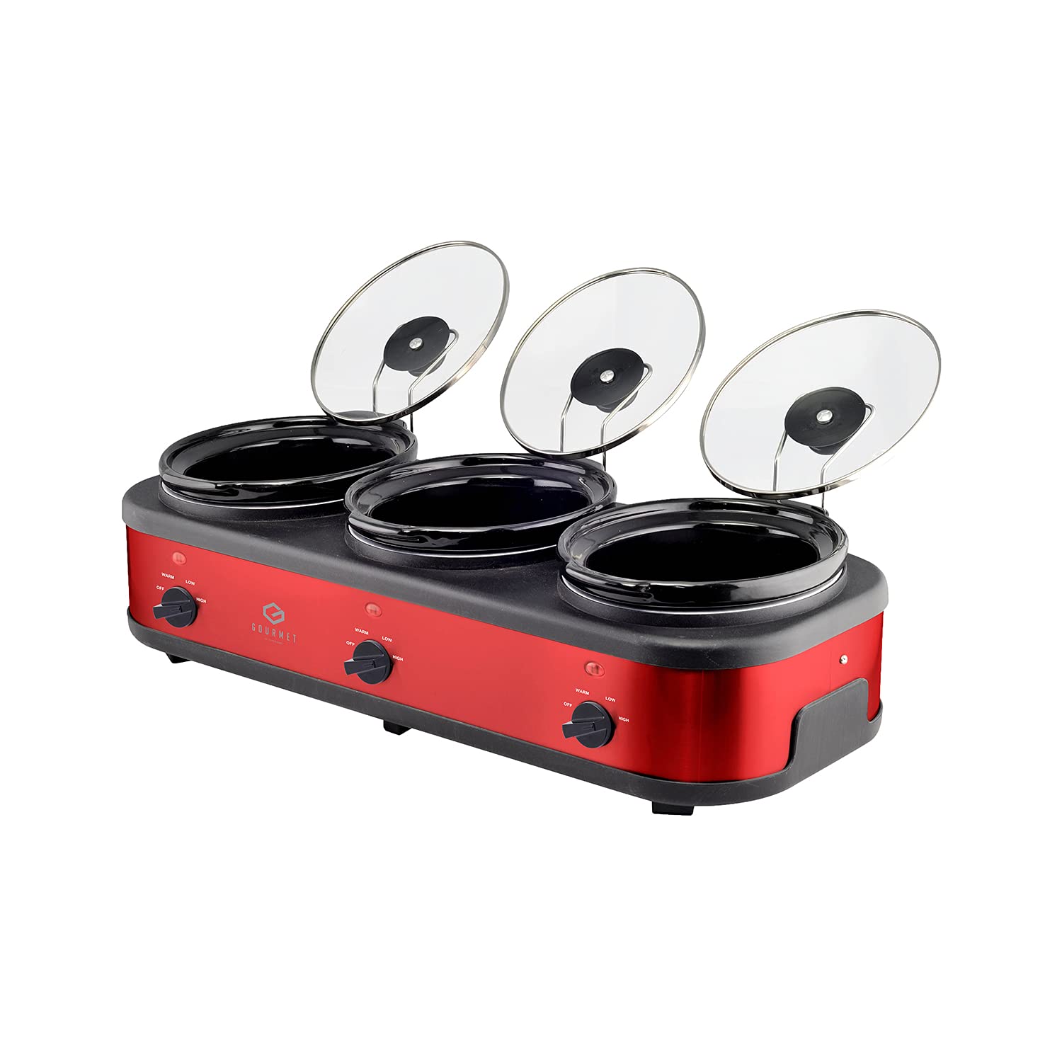 Healthy Choice 3 Pot Slow Cooker - Powerful Electric 3x2.5L Slow Cooking Pots - Removable Pots With Accessories - 3 Heat Settings, Keep Warm Function & Cool Touch Lid Handles - Silver