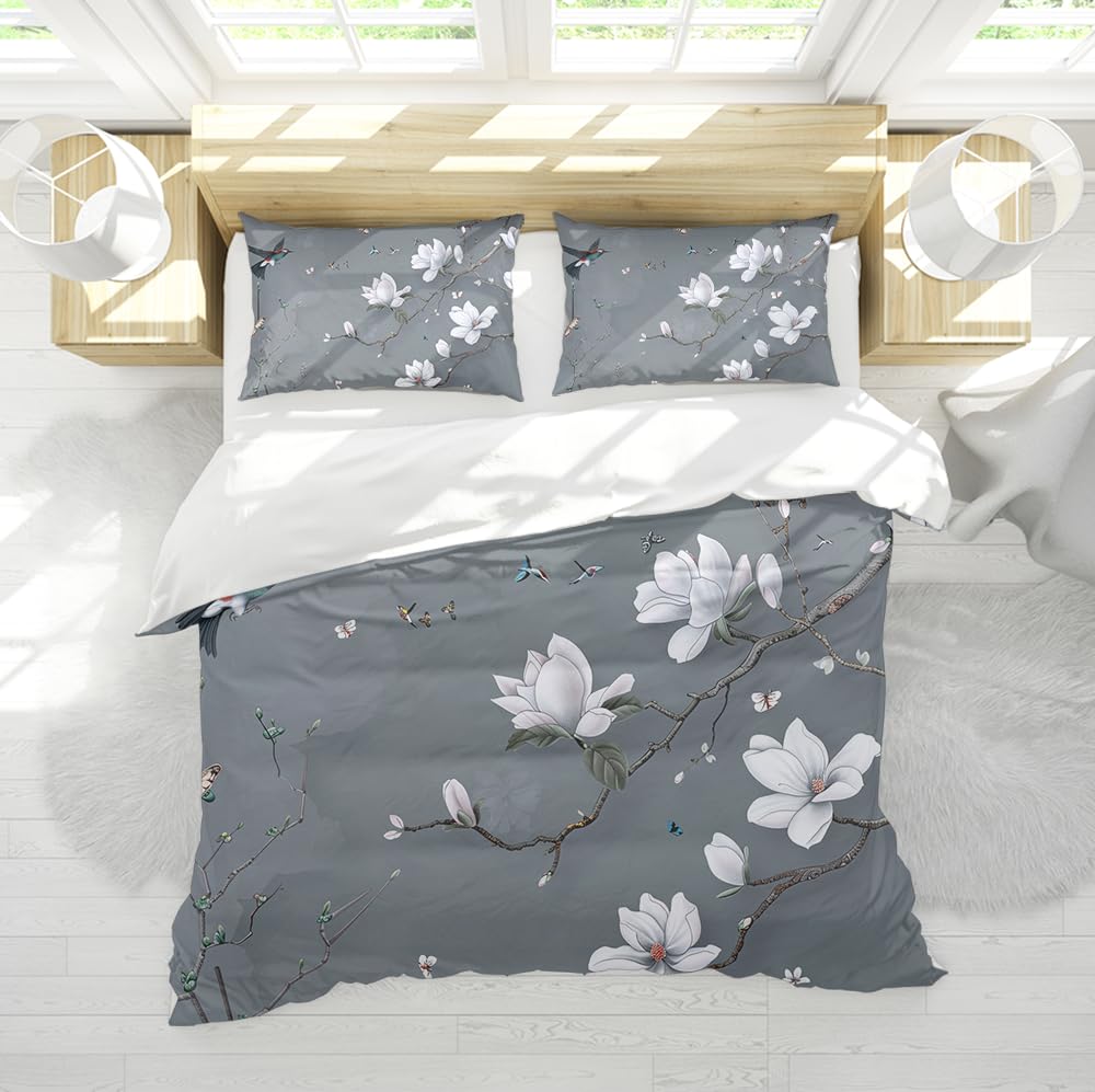 Housse de couette grise 260x240 cm avec taies d'oreiller