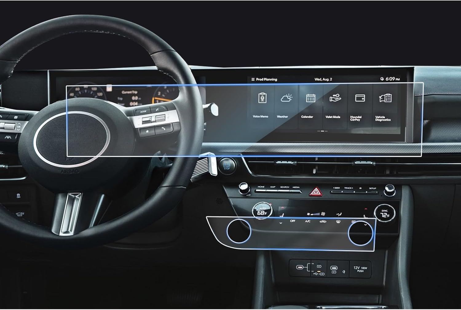 CDEFG UPDATED 4PCS for 2024 2025 Hyundai Sonata Screen Protector for 2024 2025 Hyundai Sonata N Line/SEL Accessories12.3-inch Touch Screen and AC Display, HD Clear