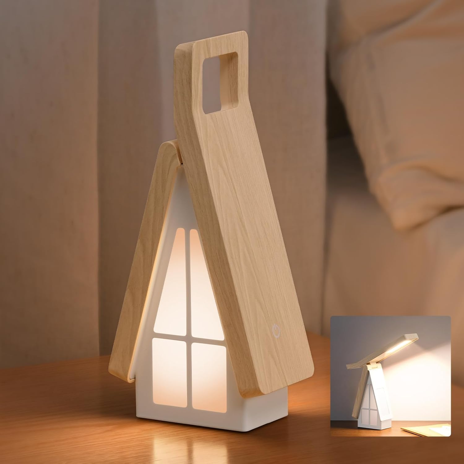 OOWOKS Lampada da tavolo a LED senza fili con braccio pieghevole e comando touch, ricaricabile lampada da comodino a LED con batteria da 2200 mAh, luce da lettura e luce notturna 2 in 1