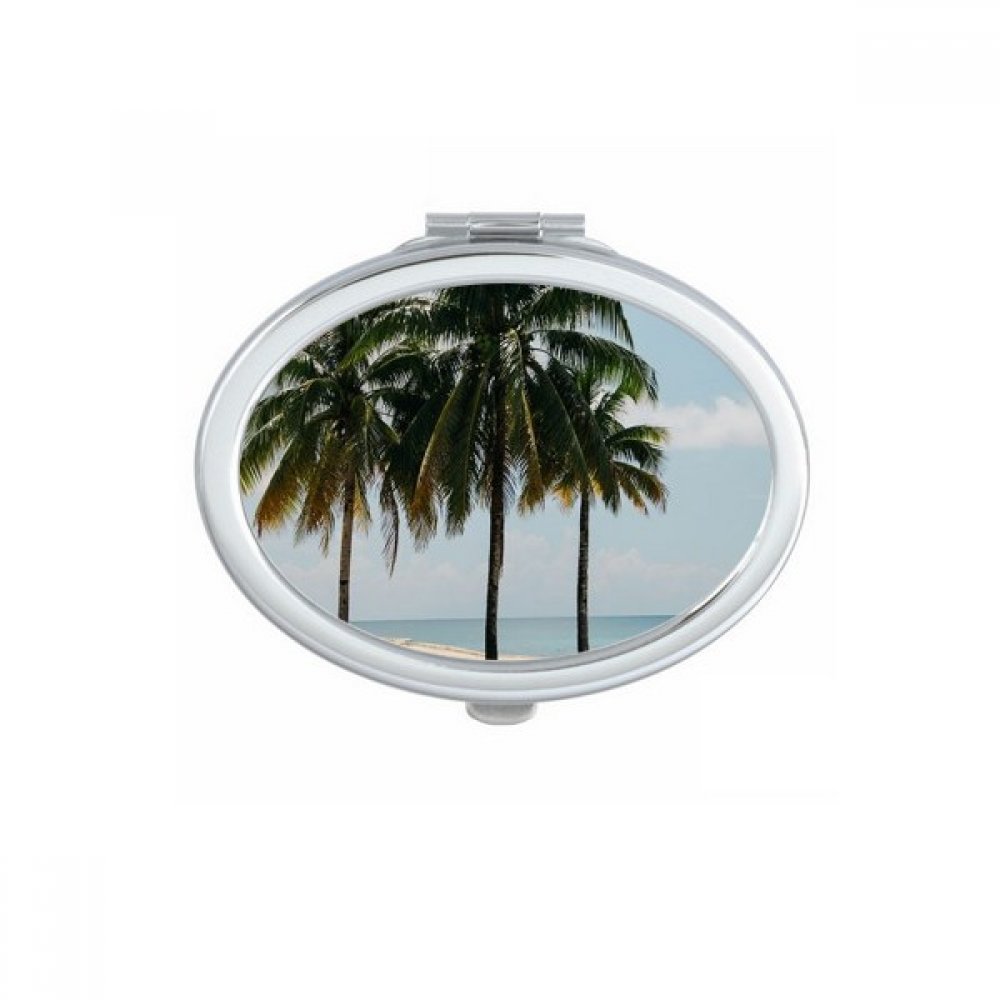 Miroir à main cadeau mignon avec illustration de mer et arbre