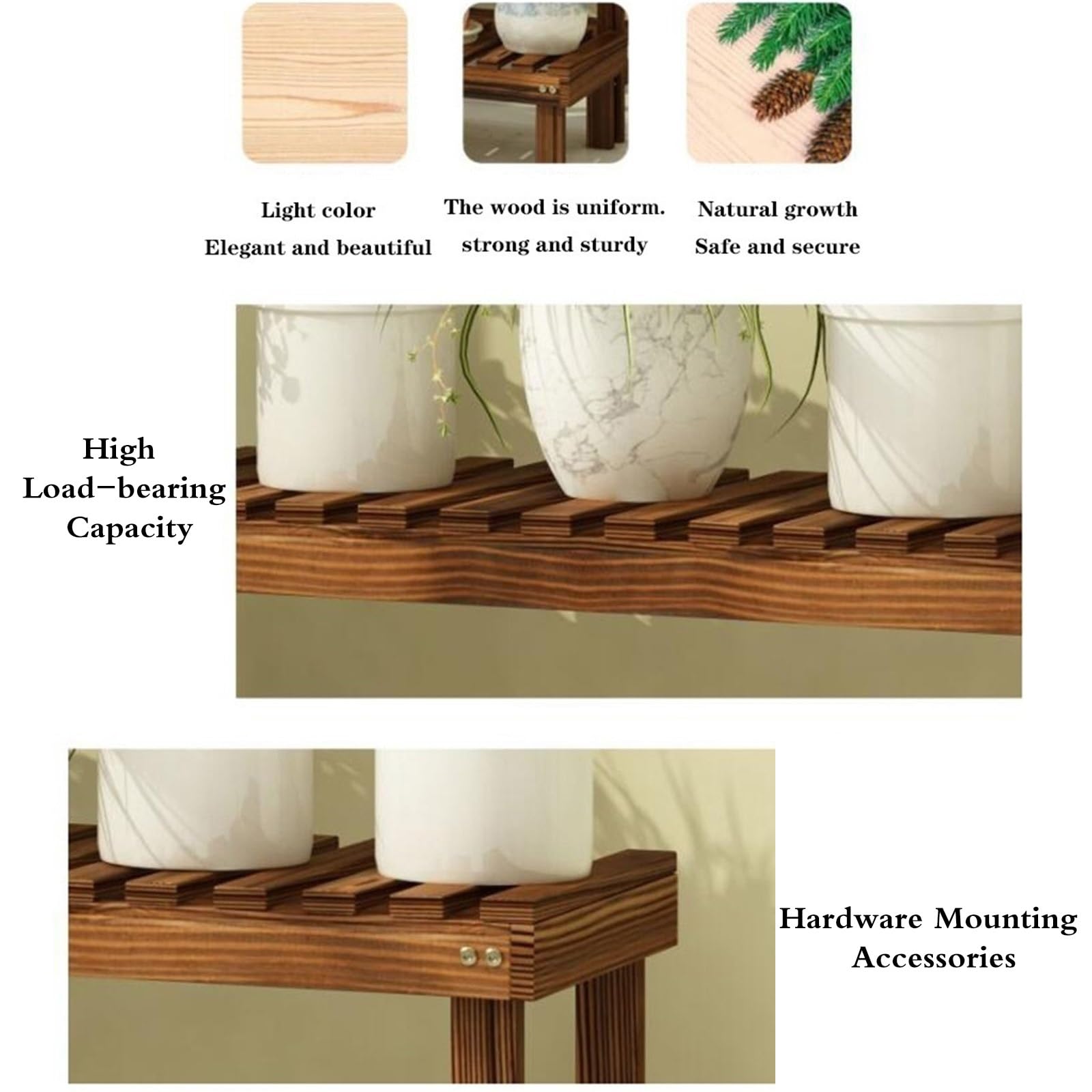 Estantería Para Plantas Expositor Macetas Para Jardín Interior Exterior Banco Largo De Un Solo Nivel Para Sala De Estar Balcón Pasillo Entrada Estante Almacenamiento Madera(Wood,98*25*30cm)