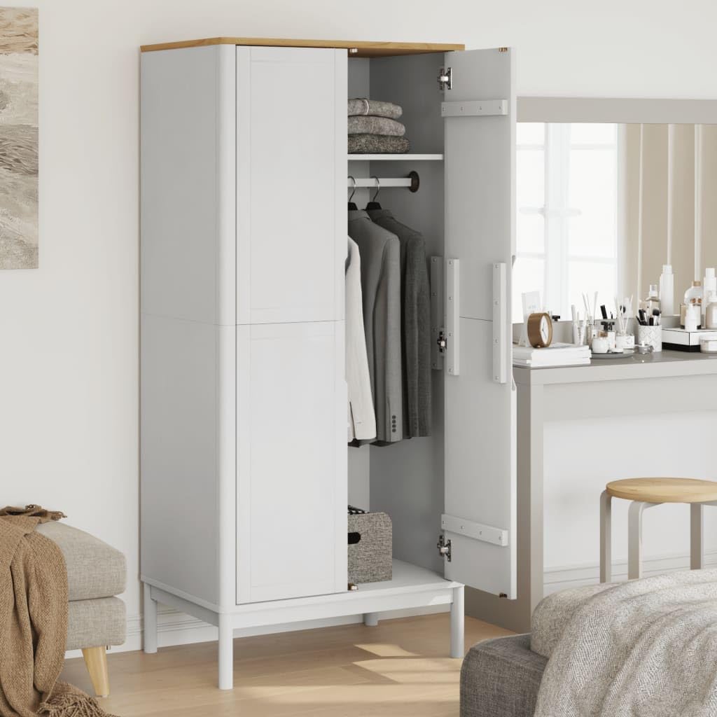 Homgoday Armario Floro blanco 77 x 53 x 171 cm de madera maciza de pino, mueble de almacenamiento con estantes que ahorra espacio para salón, oficina, aparador, armario de almacenamiento