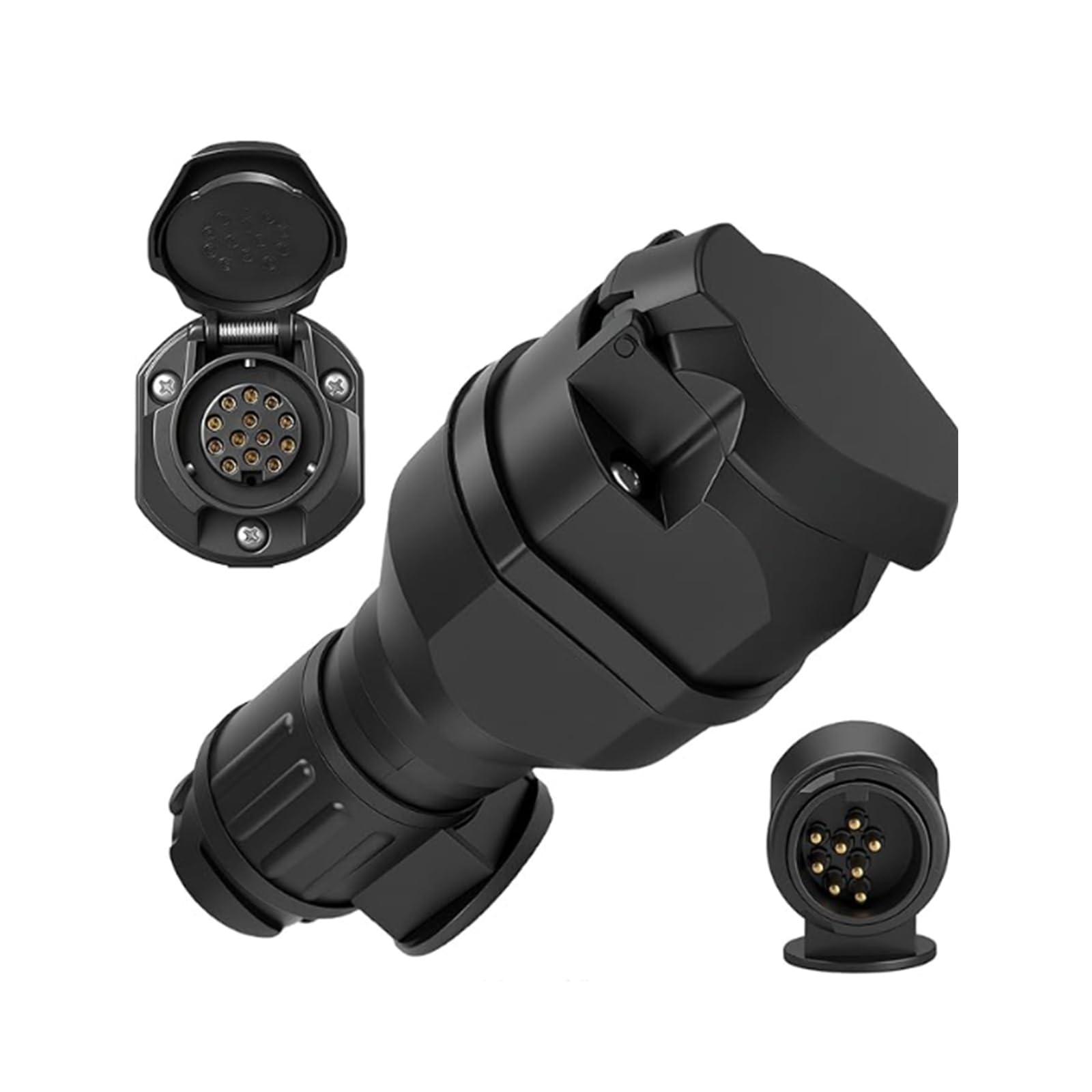 13 Pol Anhänger Adapter 13 Polig - LED Adapter 12V Steckdose ISO 11446 Wasserdicht Stecker 13 Polig mit LED-Beleuchtung für Wohnwagen PKW Trailer