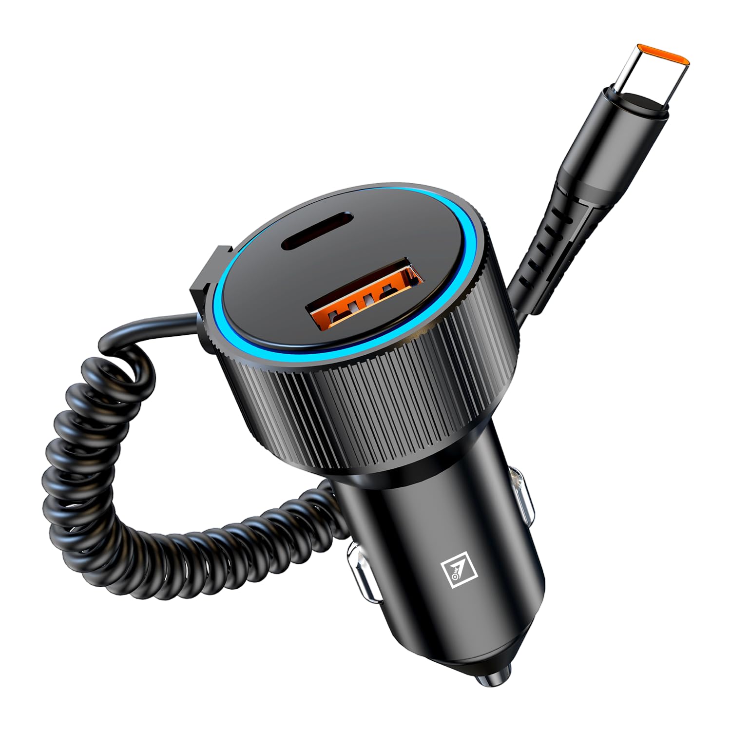 ONE7 120W Dual-Port Car Charger | Fast USB-A & USB-C Car Adapter | Works with 12V/24V Vehicles | Compact Metal Design | Spring Coil Cable (ON QCC-30)-image-32
