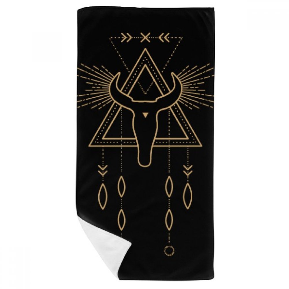 Serviette de bain douce contre la peau irritée motif totem géométrie 35x70