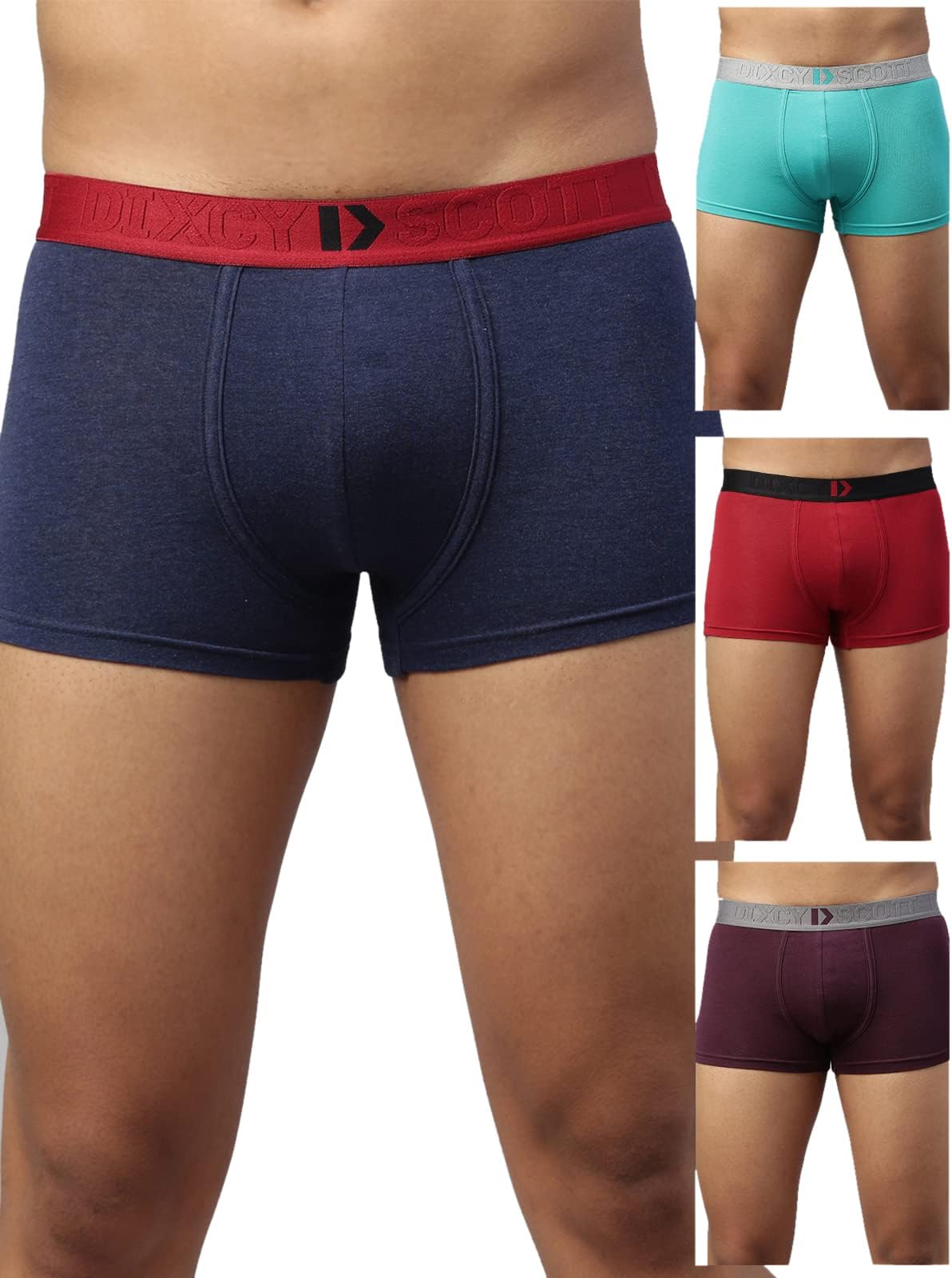 DIXCY SCOTT MAXIMUSDixcy Scott Maxmius Mens Solid Mid Rise Body Fit Innerwear - Elate Trunk- Assorted - Print & Color May be Vary (Pack of 4)