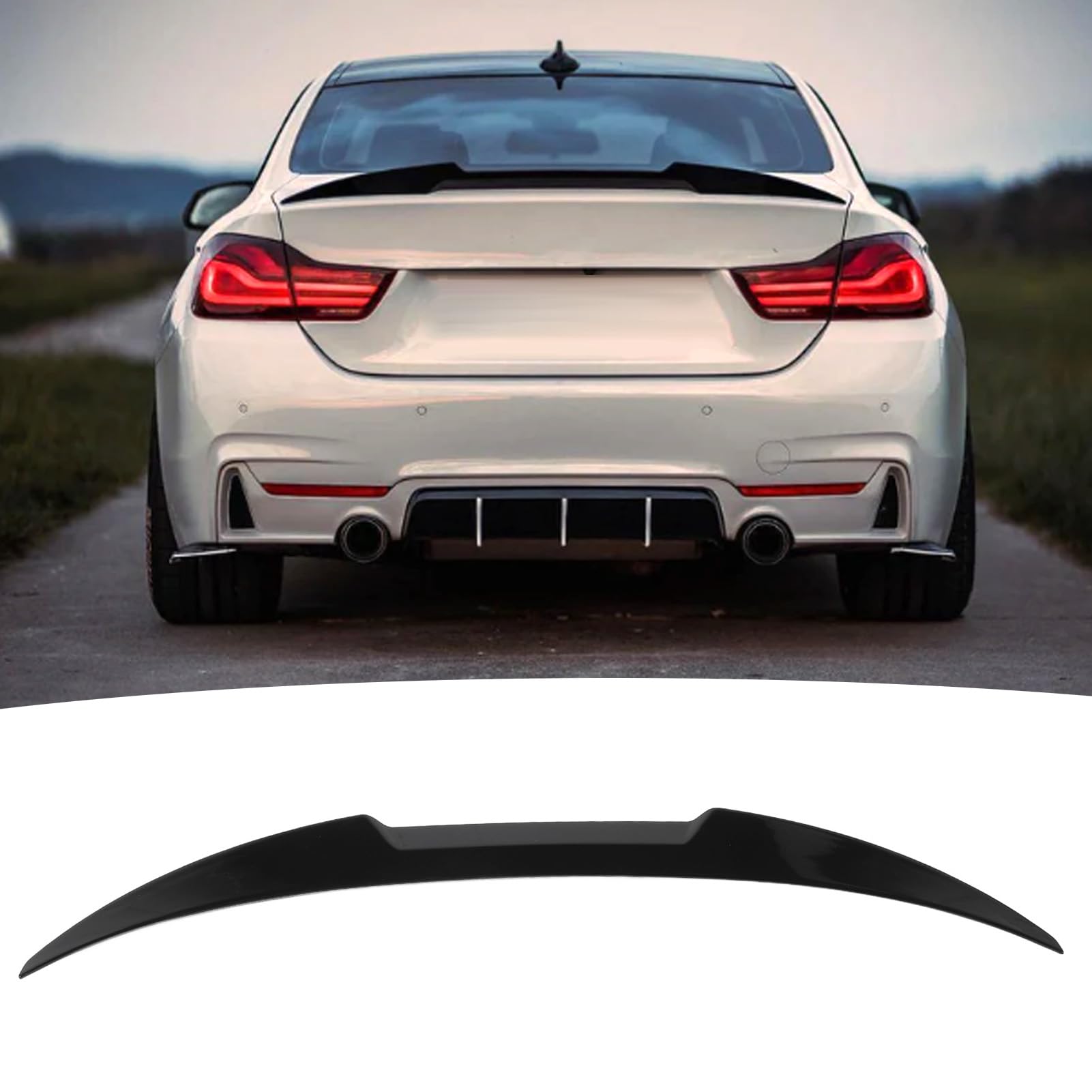 Spoiler Posteriore Stile M4 per Serie 4 F36 2014-2020, Spoiler a Labbro Nero Lucido per Aerodinamica Migliorata e Look Sportivo