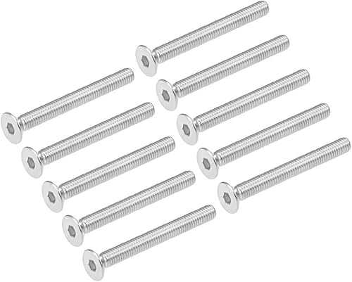 Miniatura 8 de uxcell Tornillos de máquina de cabeza plana M6x40mm Tornillo hexagonal interno 304 pernos de fijación de acero inoxidable 10 piezas