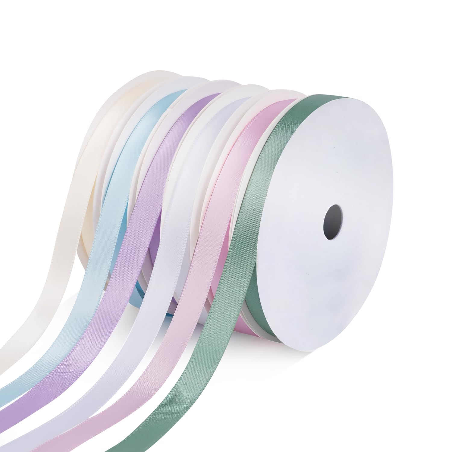 Yardinys Pastel Tones Satin Ribbon 3/8 Inch, Pastel Color Double Faced Ribbon for Gift Wrapping for Crafting Wedding Party Decoration Hair Bows DIY -