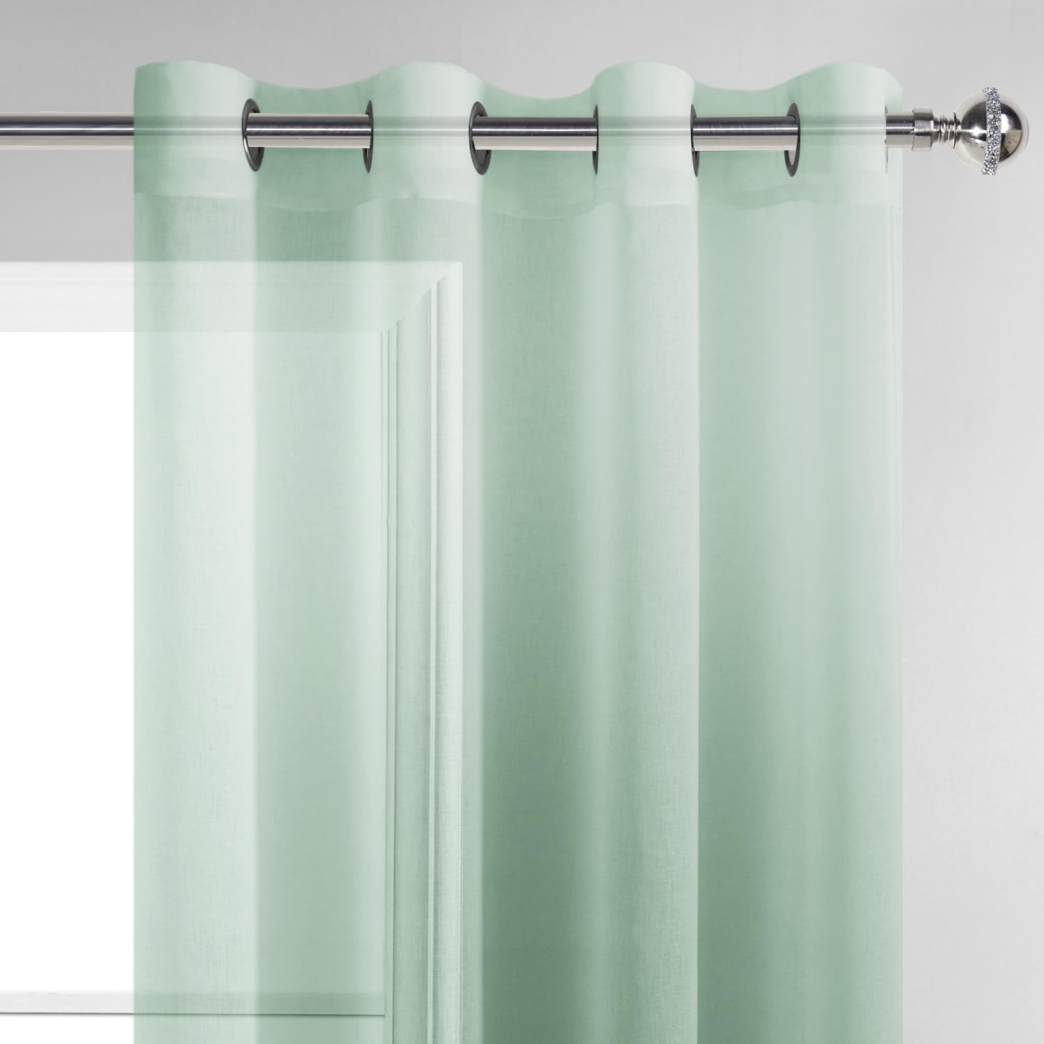 DWCN Sage Green Ombre Sheer Curtains 84 Inch Long for Bedroom 2 Panels Set image 2
