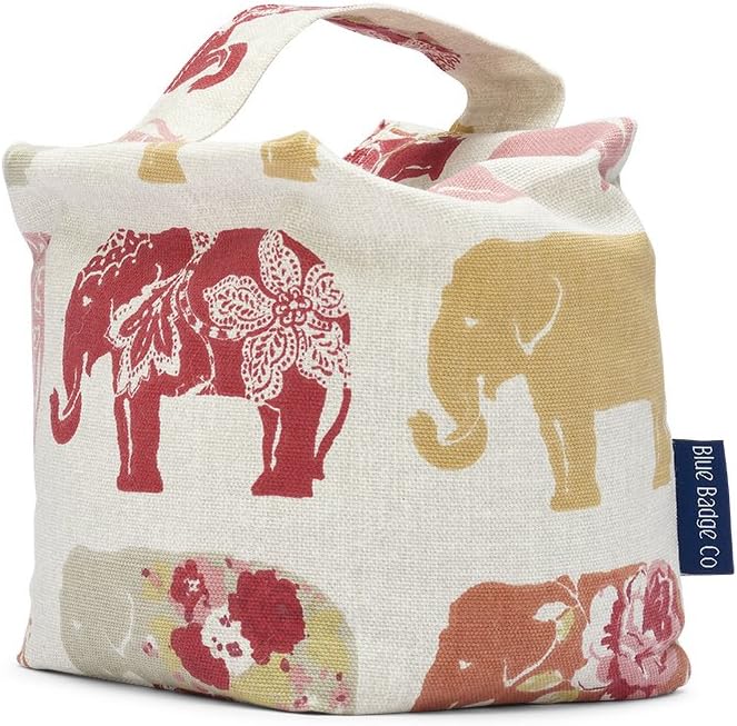 Fabric Door Stop in Indian Elephant Naturally Filled Heavy Duty Designer Indoor Decorative, Strong & Durable Doorstop for Homes with Handle