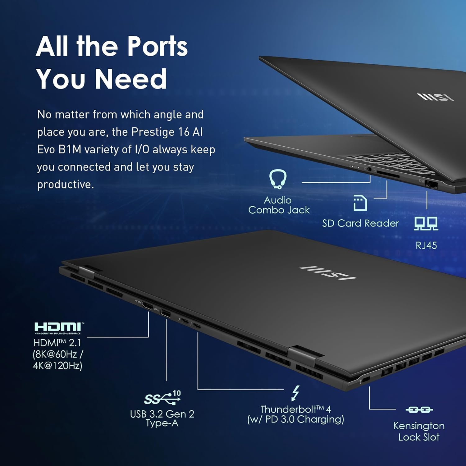 Amazon.com: MSI Prestige 16 AI EVO Ultra Thin Professional Laptop 