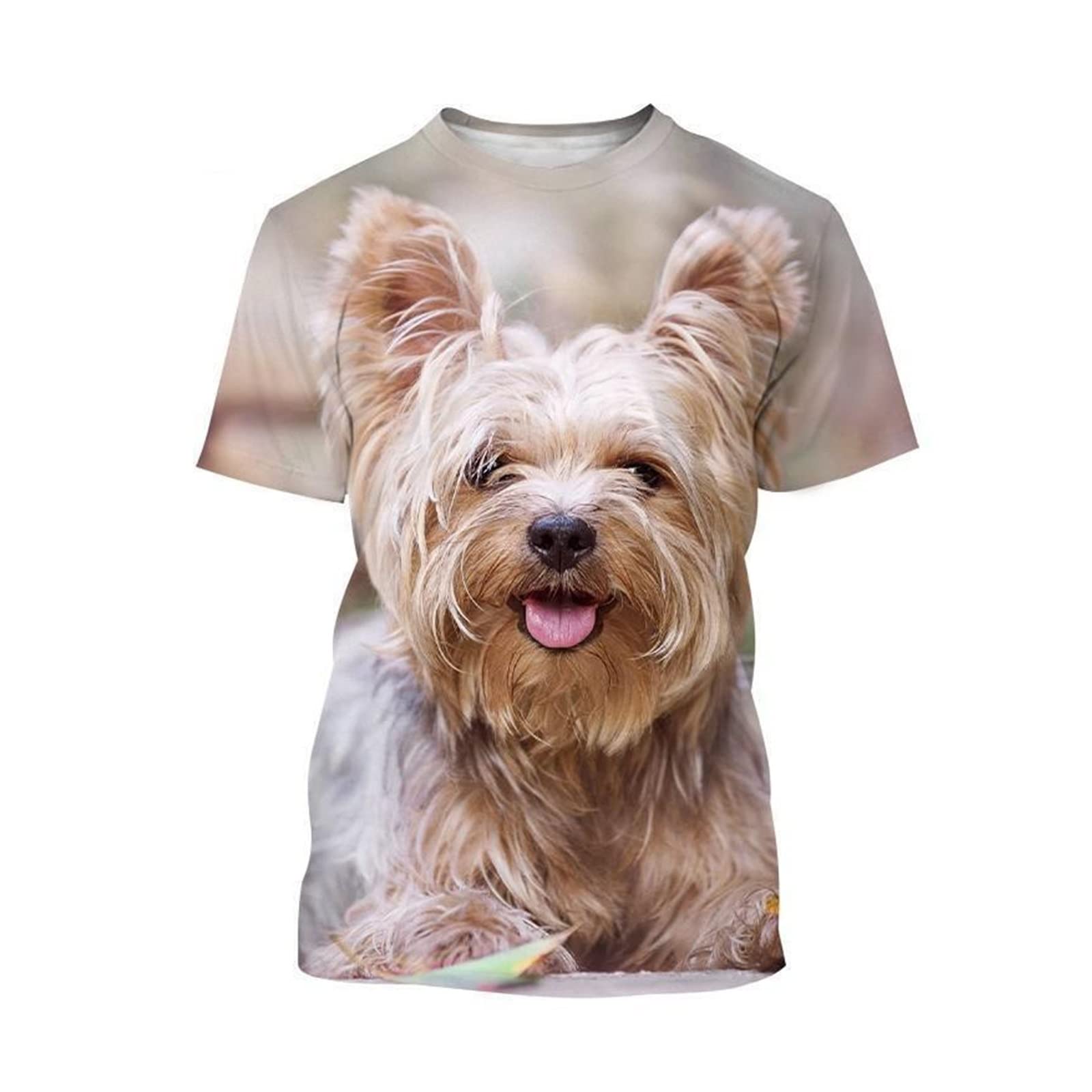 T-shirt imprimé 3D contre la chaleur haut respirant col rond motif chien XXL