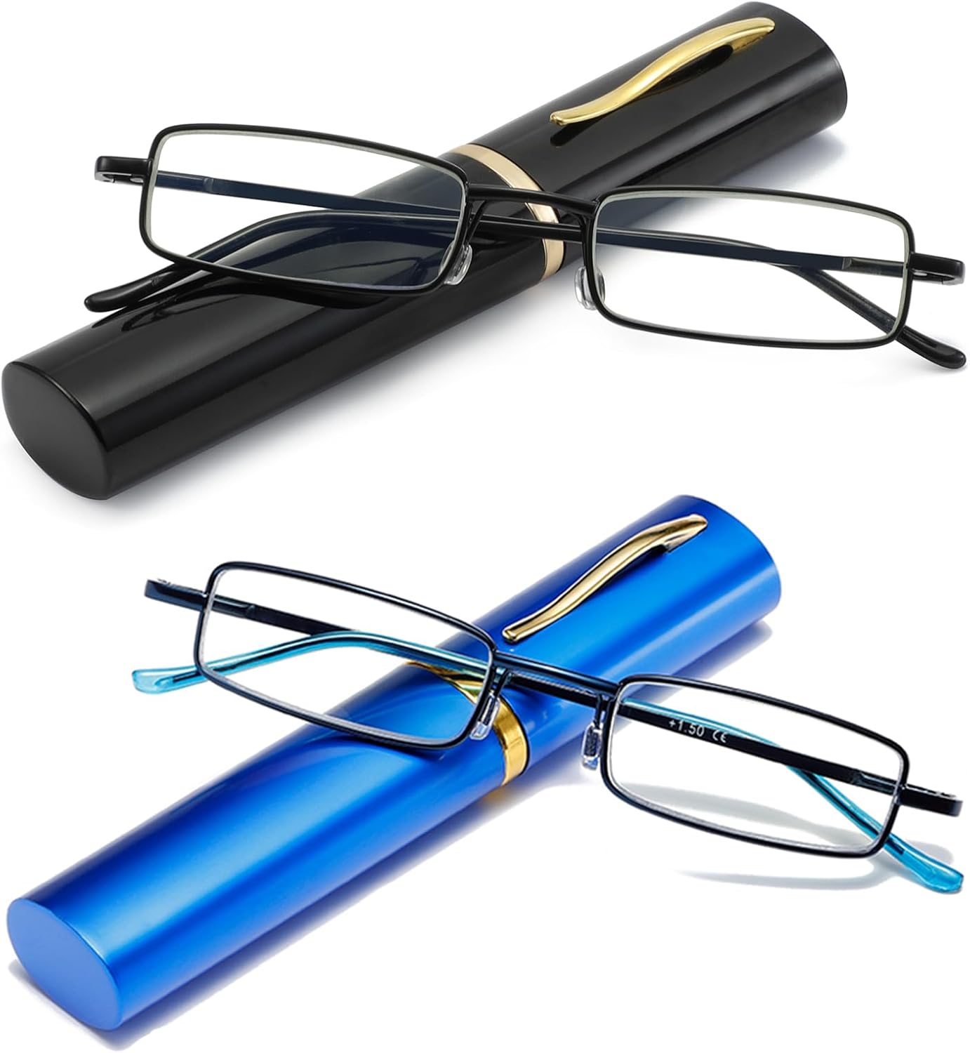 Blue Light Blocking Reading Glasses - Slim Pocket Readers with Pen Clip Case Mini Lightweight Readers - Image 2