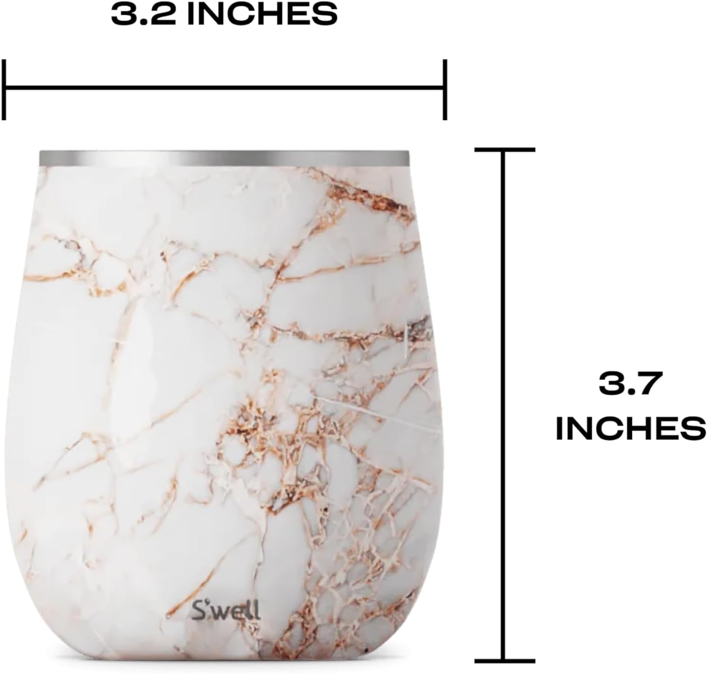S'well Stainless Steel Wine Tumbler, 9oz, Calacatta Gold, Triple Layered Vacuum Insulated Container Keeps Drinks Colder for Longer, BPA Free Barware - Image 5