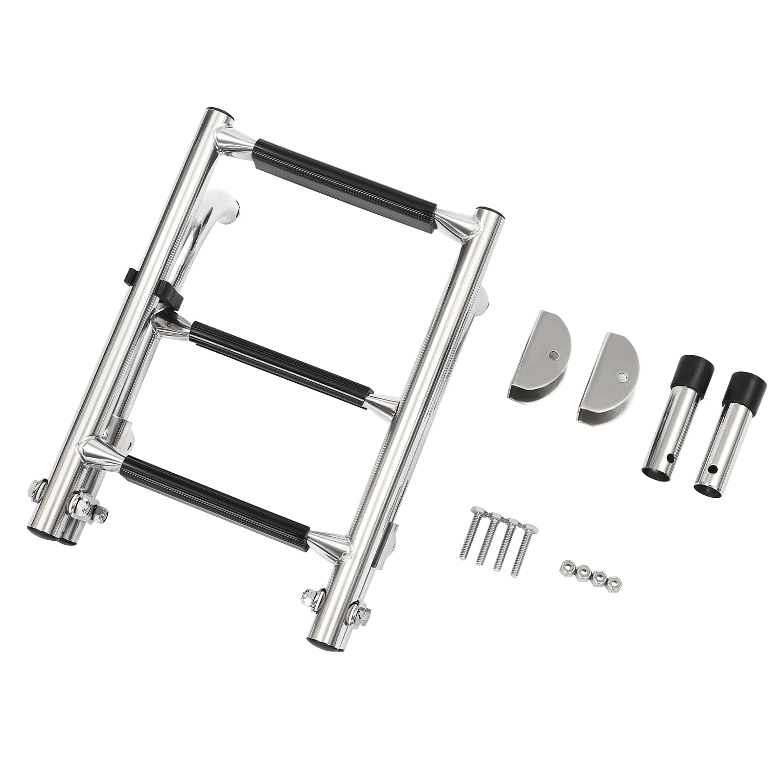 Scala da bagno a 3 livelli, in acciaio inox, pieghevole, con pedale antiscivolo, per piscina, barca, piscina, yacht, motoscafo, fino a 350 lbs