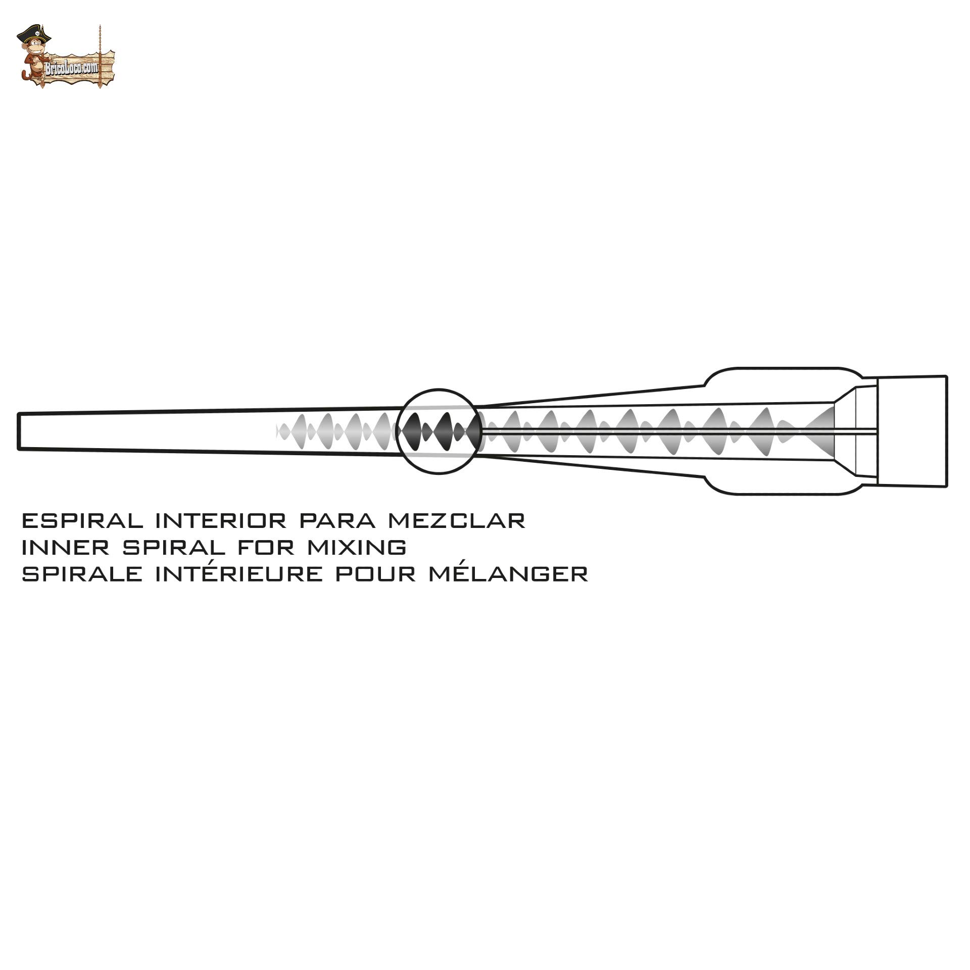 BricoLoco Cannula stecca ancoraggio chimica. Ugello miscelatore. adatto per barattoli da 300 ml e 410 ml. Spirale interno per miscelare (10 unità)