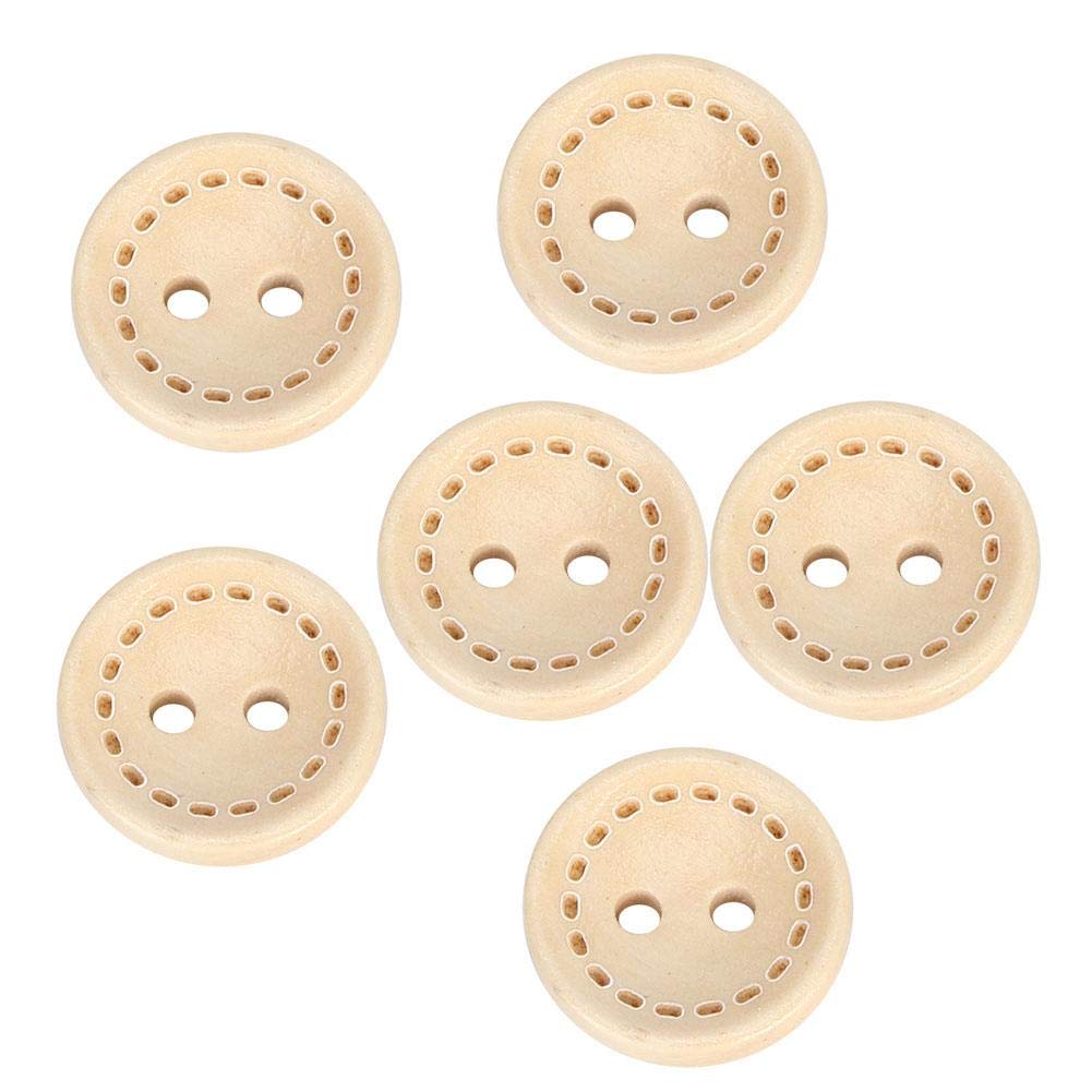 100 Stück hölzerne runde Knöpfe Holzfarbe, die dekorative Knöpfe mit 2 Löchern für handgemachtes Nähen DIY Basteldekorationen und Puppenherstellung malt(1.5cm)