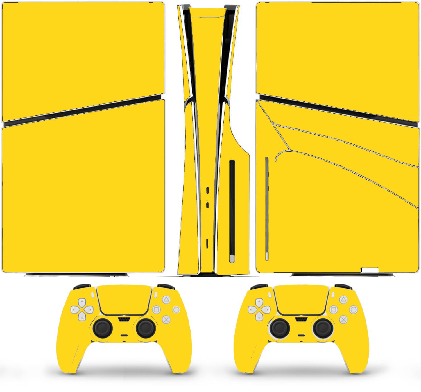 IFEEHE Vinyl Decal Protective Sticker Cover Skin for PS5 Slim Disc Console Controller Solid Color (Yellow)