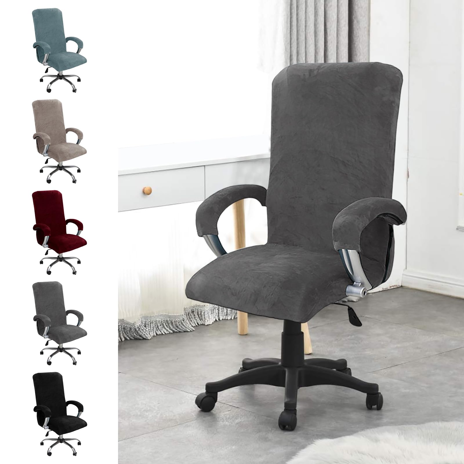 YushengTai Samt Bürostuhl Bezug, Stuhlhussen mit Armlehne, Sitzbezug Bürostuhl, Hohe Lehne Sitzbezug, Gaming Stuhl Bezug, Hussen für Stühle