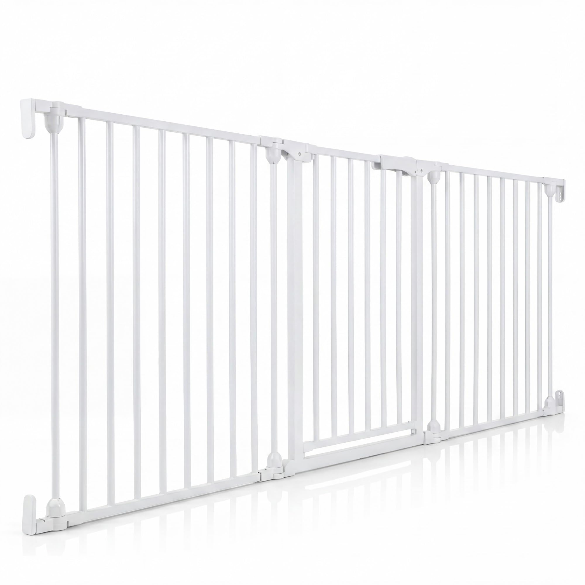 LIFEZEAL Cancelletto per Bambini 74,5-198 cm, Cancelletto per Cani Pieghevole a 3 Pannelli, Porta Bidirezionale a 180°, Doppia Chiusura, Barriera per Scale, Porta (Bianco)