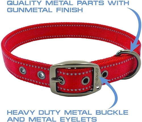 Miniatura 3 de Max y Neo Max reflectante hebilla metálica  Collar de perro donamos un cuello para un perro Rescue de cada Collar Se Vende, L, Rojo