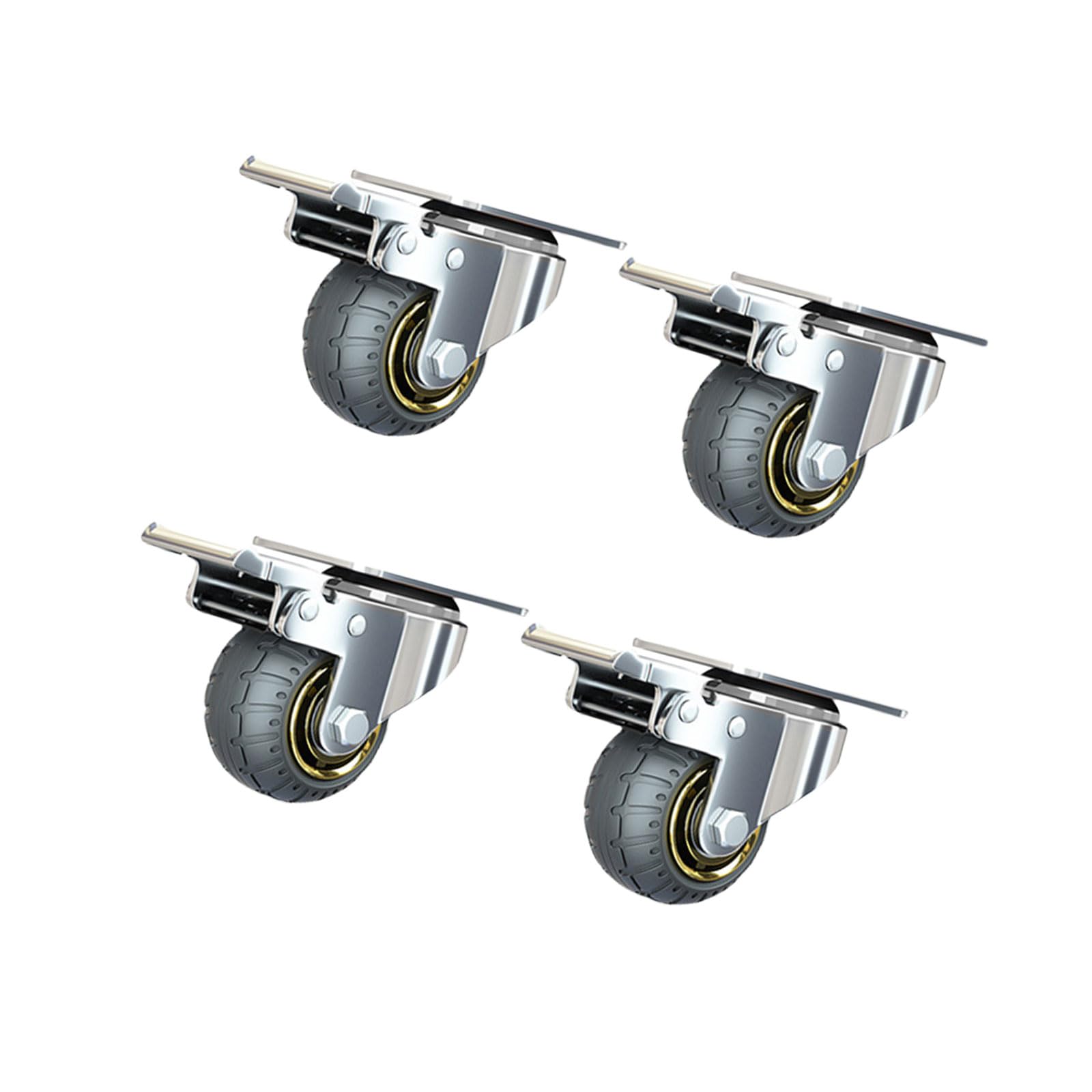 4Pcs Rubber Swivels Casters Heavy Duty Furniture Wheel Castor 3inch Quiet Trolley Wheel for Trolley Desk Chair Heavy Duty Furniture Castor