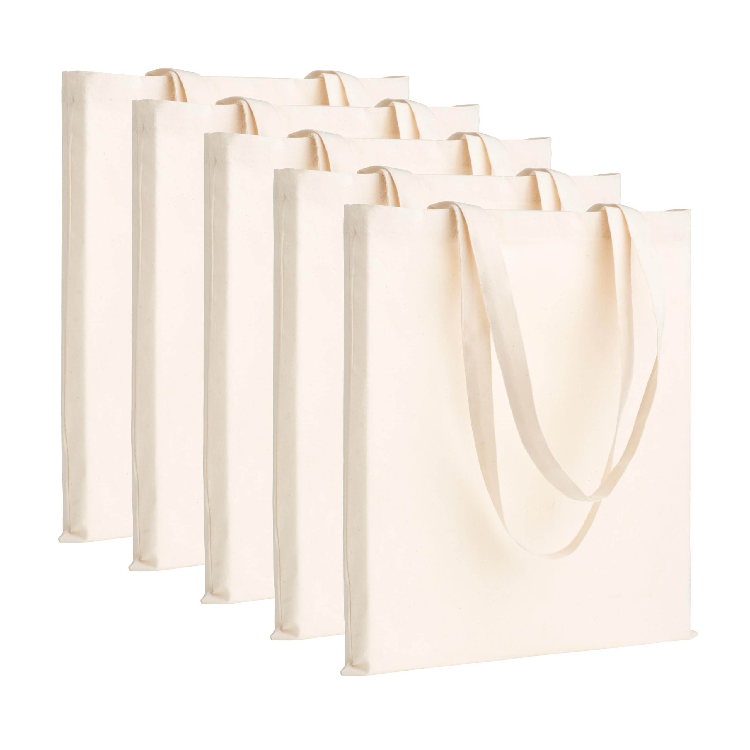 Tote Bag Vierge 100% Coton 145 g/m² 38x42 cm Sac en Tissu Anses Longues 70 cm Lot de 5