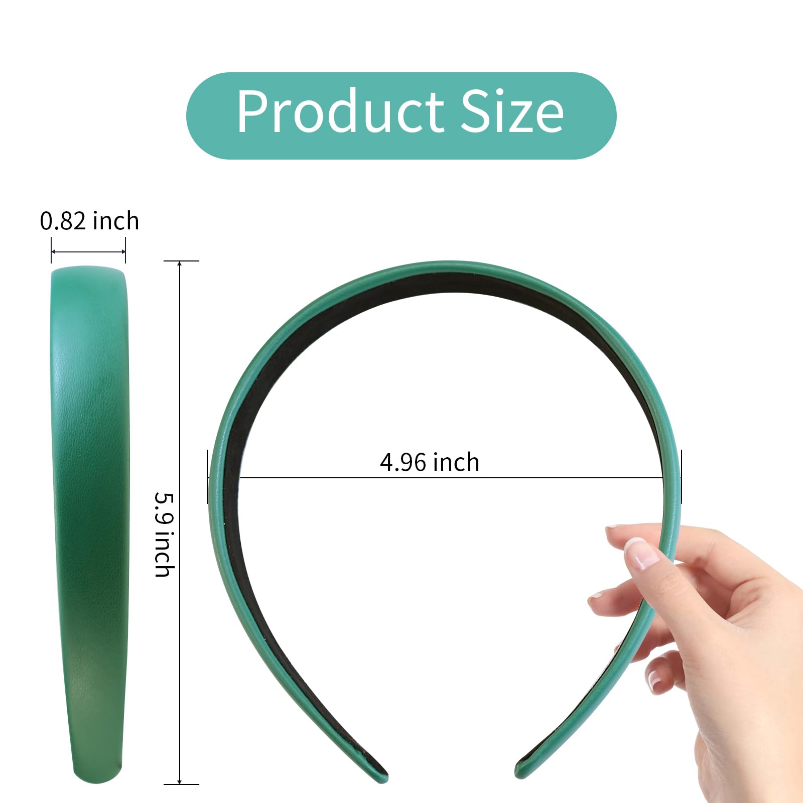 Ptrin PU Headband,0.8 Inch Wide Satin Headbands for Women's Hair,Non Slip Solid Hair Bands Hair Accessories Cosplay DIY Holiday Head Band,4 Pack(PU leather+white+green+black+red) - Image 4
