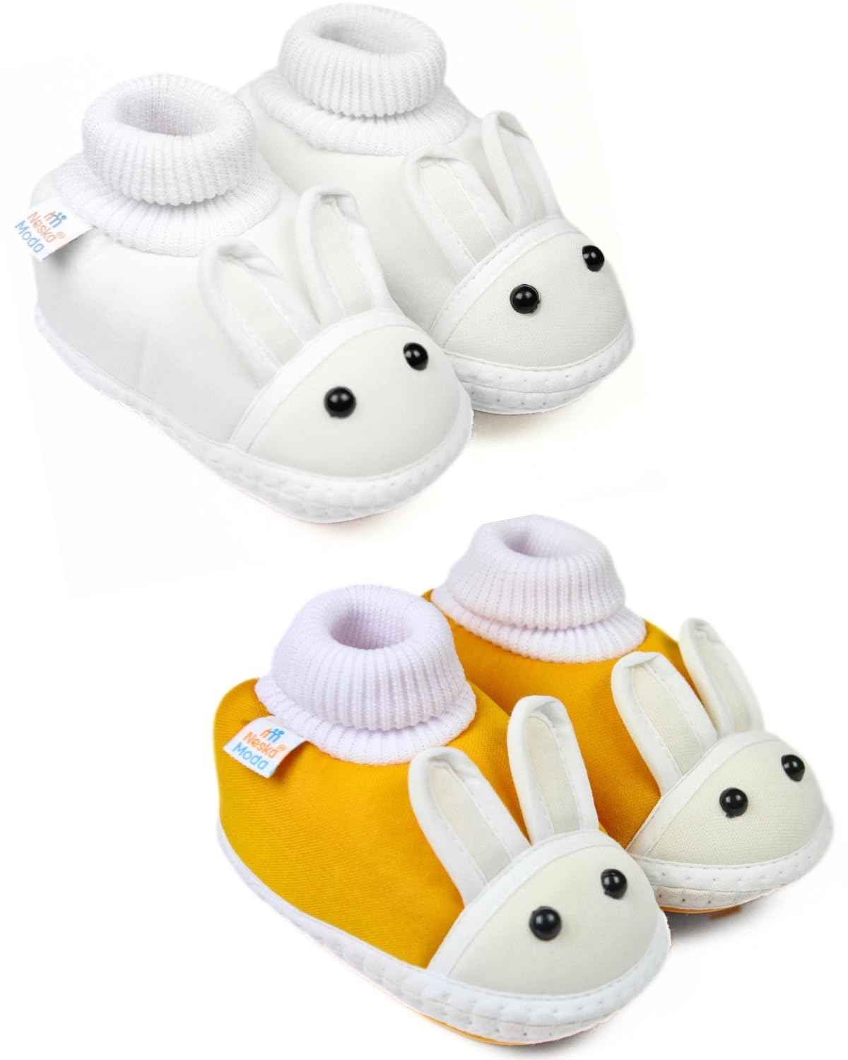 Neska Moda 6 To 12 Months Baby Boys & Girls Pack of 2 Pair Cotton Rabbit Booties (White,Turmeric)-BT2151andBT2156 (B0CTHNCZ9X) Amazon Price History, Amazon Price Tracker
