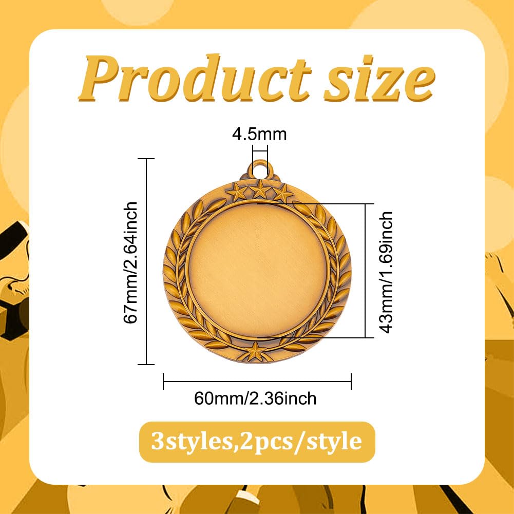 FINGERINSPIRE Juego de 6 medallas de recompensa doradas plateadas redondas diseño trigo